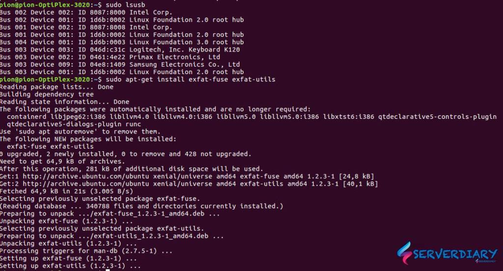 Install exfat filesystem on Ubuntu